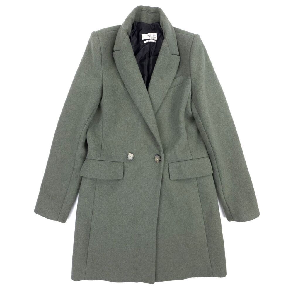 MANGO Dali Wool Coat Double Breasted Blazer Jacket Old Money Quiet Luxury Olive